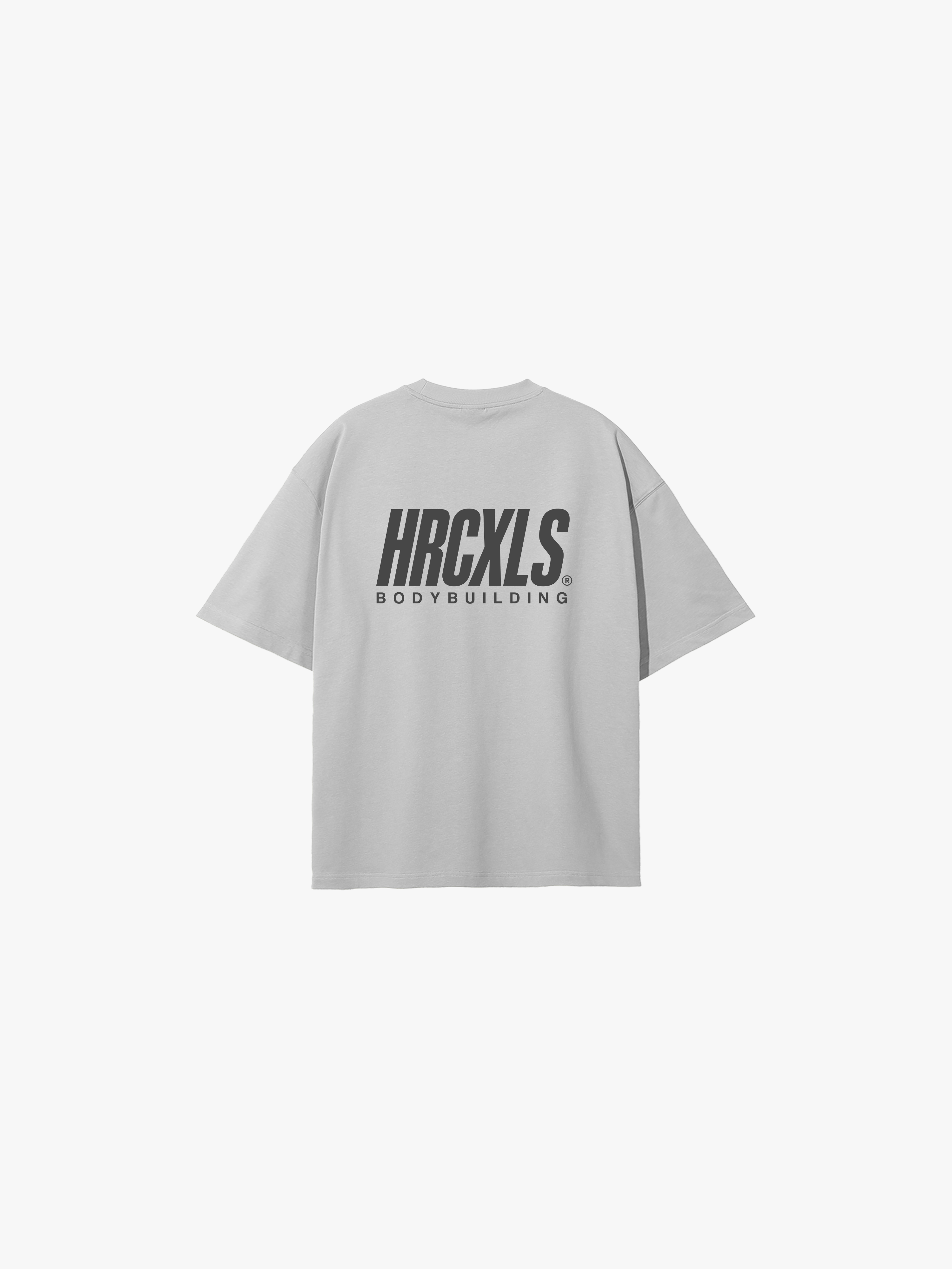 HERCXLES Bodybuilding Oversized T-Shirt in Light Grey - back flat lay